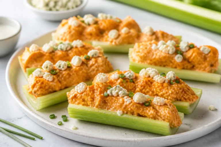 High Protein Buffalo Chicken Celery Boats – A Crunchy, Spicy, Satisfying Snack