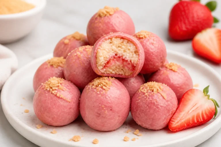 High Protein Strawberry Cheesecake Protein Balls – A Creamy, No-Bake Snack