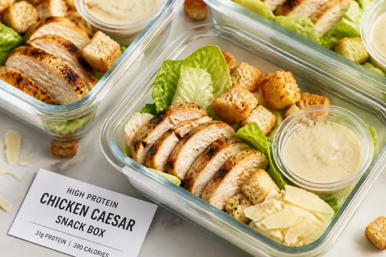 High Protein Chicken Caesar Snack Boxes – Easy Meal Prep for Busy Days